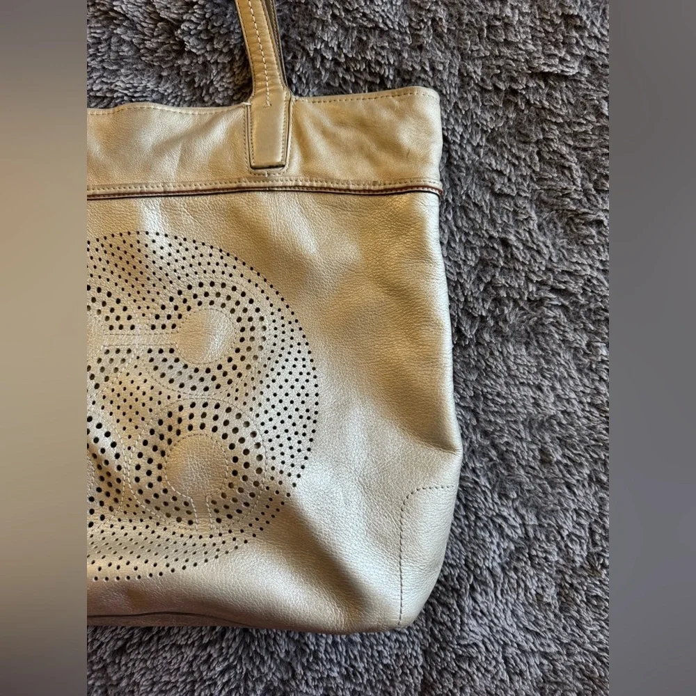 COACH Audrey Gold Perforated Leather Tote